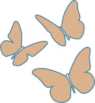 Main Street Festival Three pastel orange butterflies with delicate wings flying in a cluster in Williamson County, Tennessee.