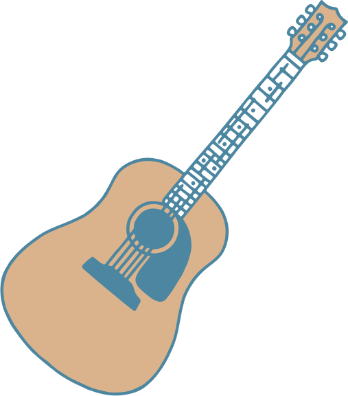 Main Street Festival A stylized, pastel-colored illustration of an acoustic guitar in Williamson County, Tennessee.