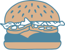 Communities A cartoon-style illustration of a classic cheeseburger with lettuce, tomato, and cheese in Williamson County, Tennessee.